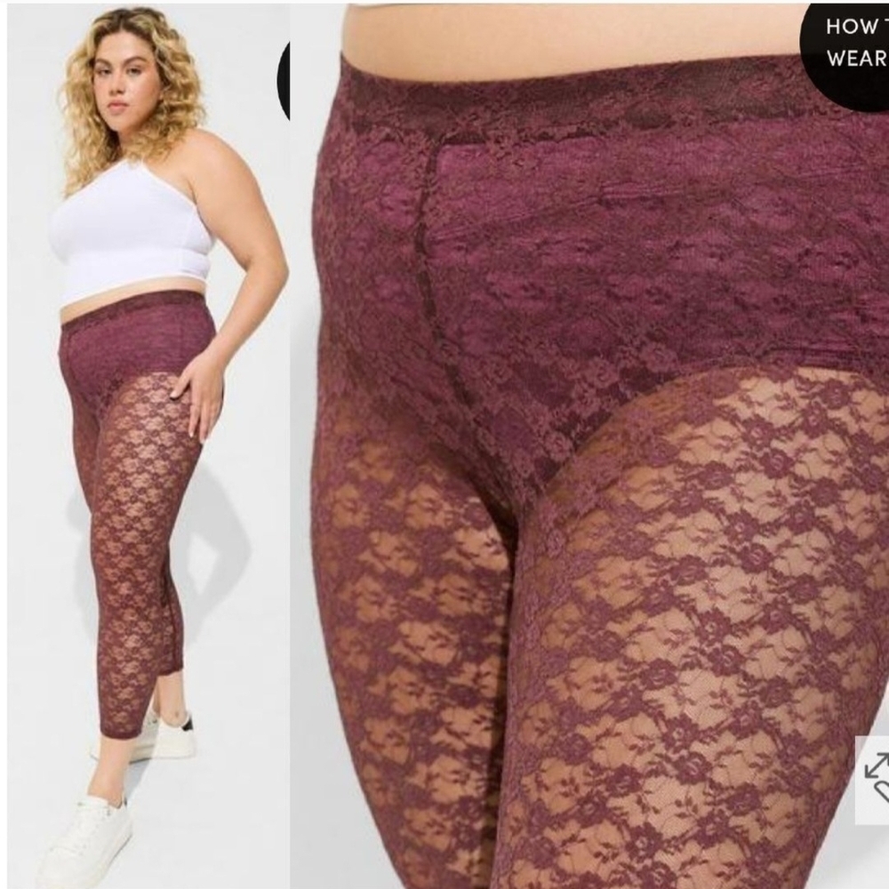 Elegant Plum Lace Leggings